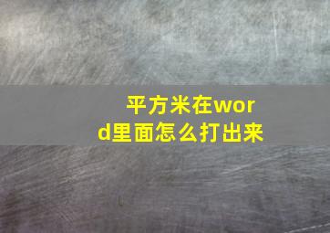 平方米在word里面怎么打出来