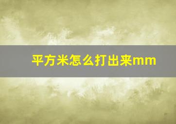 平方米怎么打出来mm