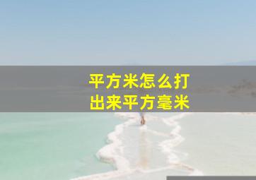 平方米怎么打出来平方毫米