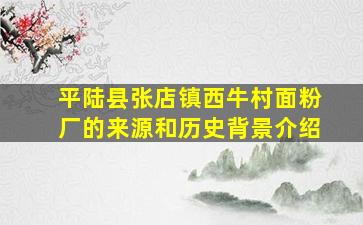 平陆县张店镇西牛村面粉厂的来源和历史背景介绍