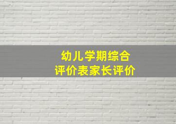 幼儿学期综合评价表家长评价