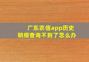 广东农信app历史明细查询不到了怎么办