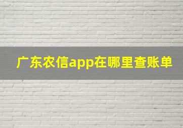 广东农信app在哪里查账单