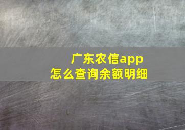 广东农信app怎么查询余额明细