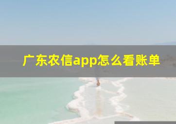 广东农信app怎么看账单