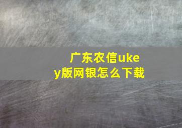 广东农信ukey版网银怎么下载