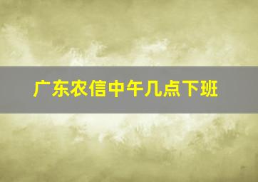 广东农信中午几点下班