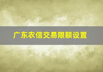 广东农信交易限额设置