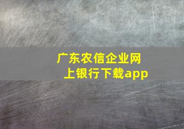 广东农信企业网上银行下载app