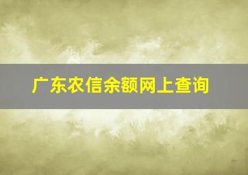 广东农信余额网上查询