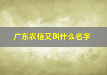 广东农信又叫什么名字