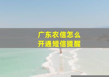 广东农信怎么开通短信提醒