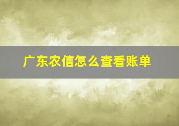 广东农信怎么查看账单