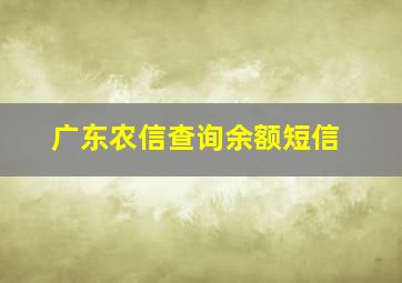 广东农信查询余额短信