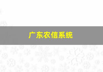 广东农信系统