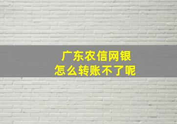 广东农信网银怎么转账不了呢