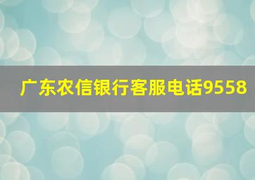 广东农信银行客服电话9558