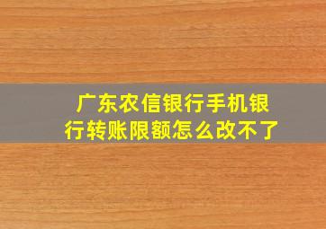 广东农信银行手机银行转账限额怎么改不了