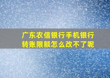 广东农信银行手机银行转账限额怎么改不了呢