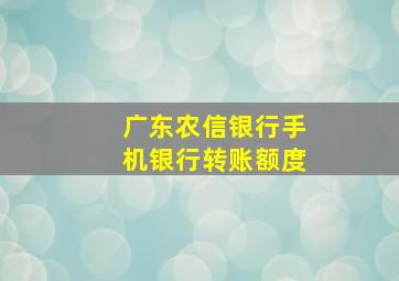 广东农信银行手机银行转账额度