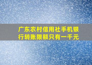 广东农村信用社手机银行转账限额只有一千元