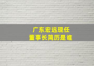 广东宏远现任董事长简历是谁