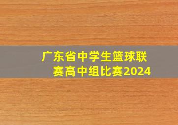 广东省中学生篮球联赛高中组比赛2024