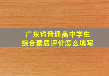 广东省普通高中学生综合素质评价怎么填写