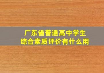 广东省普通高中学生综合素质评价有什么用