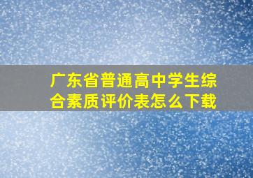 广东省普通高中学生综合素质评价表怎么下载