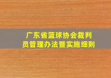 广东省篮球协会裁判员管理办法暨实施细则