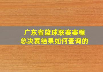 广东省篮球联赛赛程总决赛结果如何查询的