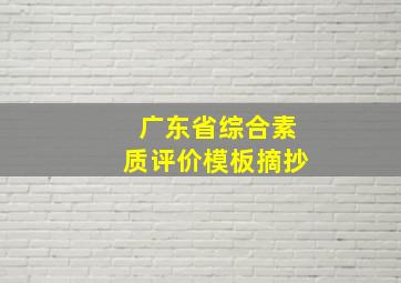 广东省综合素质评价模板摘抄