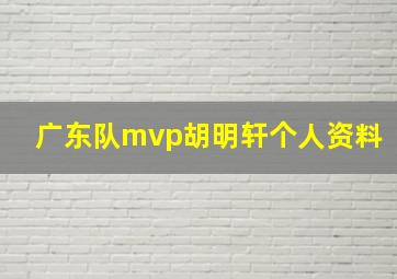 广东队mvp胡明轩个人资料