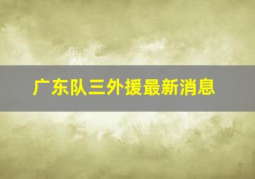 广东队三外援最新消息