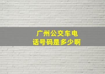 广州公交车电话号码是多少啊