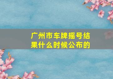 广州市车牌摇号结果什么时候公布的