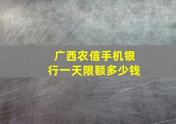 广西农信手机银行一天限额多少钱