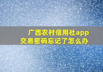 广西农村信用社app交易密码忘记了怎么办