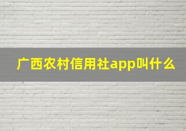 广西农村信用社app叫什么