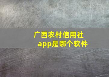 广西农村信用社app是哪个软件