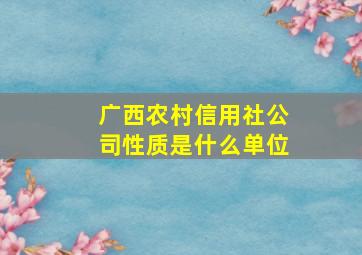 广西农村信用社公司性质是什么单位