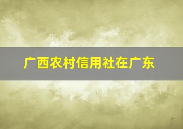 广西农村信用社在广东