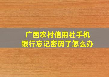 广西农村信用社手机银行忘记密码了怎么办