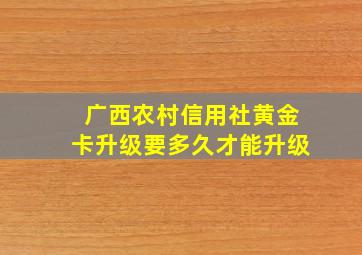 广西农村信用社黄金卡升级要多久才能升级