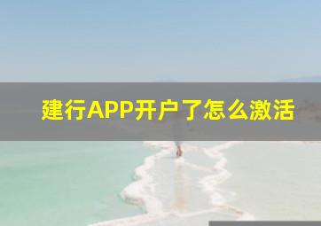 建行APP开户了怎么激活