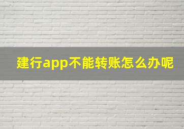 建行app不能转账怎么办呢