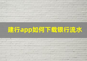 建行app如何下载银行流水