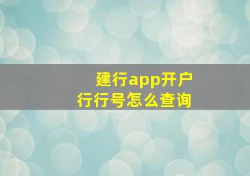 建行app开户行行号怎么查询