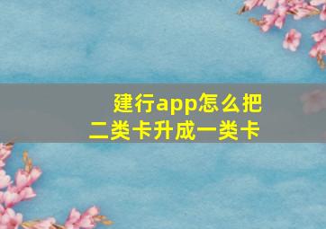 建行app怎么把二类卡升成一类卡